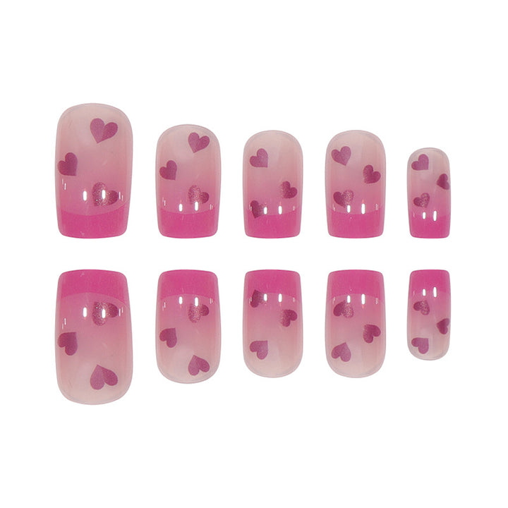 Heart-Embellished Ombre Press-On Nails Kalsten