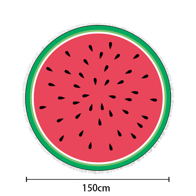 Round beach towel with floral fringe pattern Kalsten