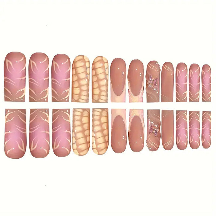 Chic 3D Floral Press-On Nail Art Kalsten