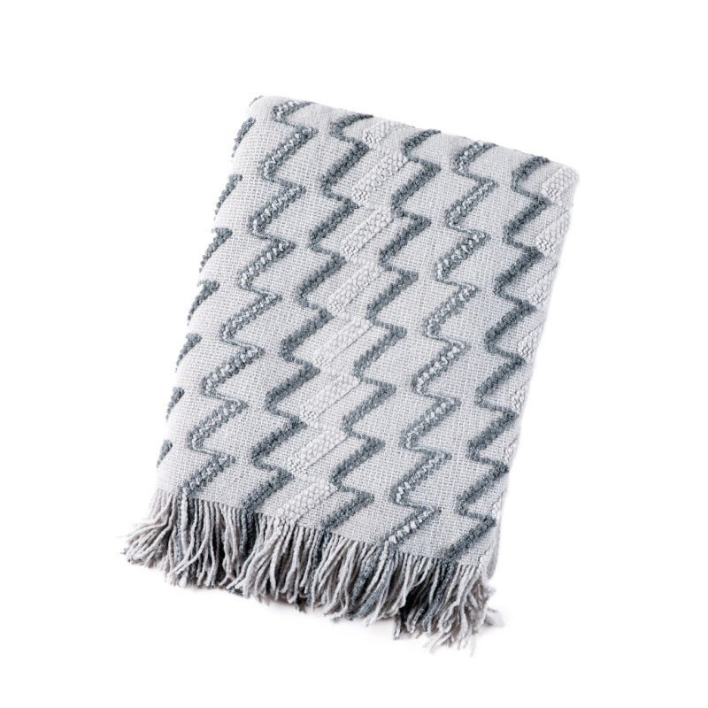 Cozy Textured Fringe Throw Blanket