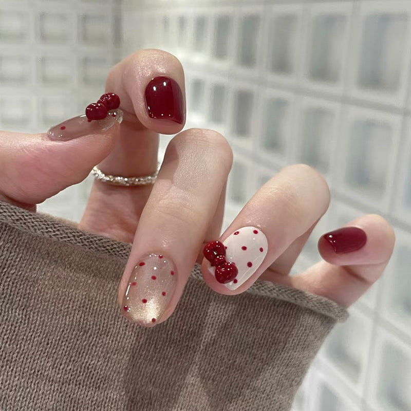 Decorative Cherry-Themed Press-On Nail Set Kalsten