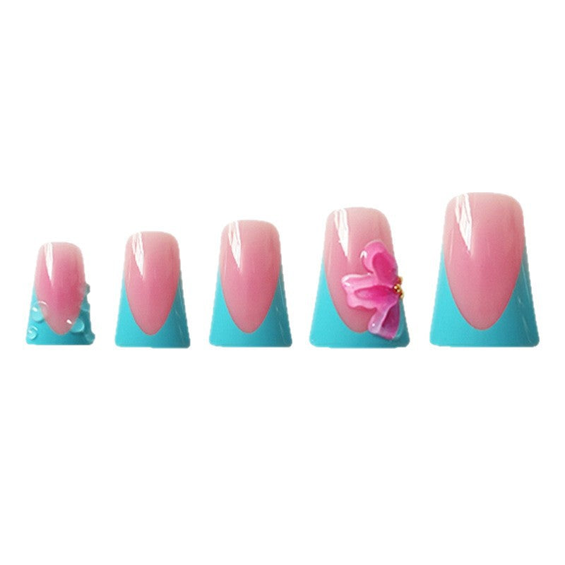 Artistic Press-On Nail Extensions with Floral Accents Kalsten