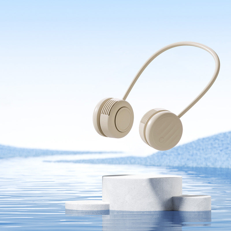 Cooling hands-free dual-head wearable neck fan with flexible gooseneck and USB-C recharge Kalsten