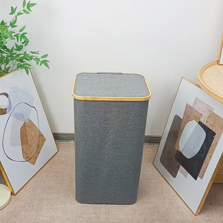 Laundry basket with removable lid and bamboo frame Kalsten