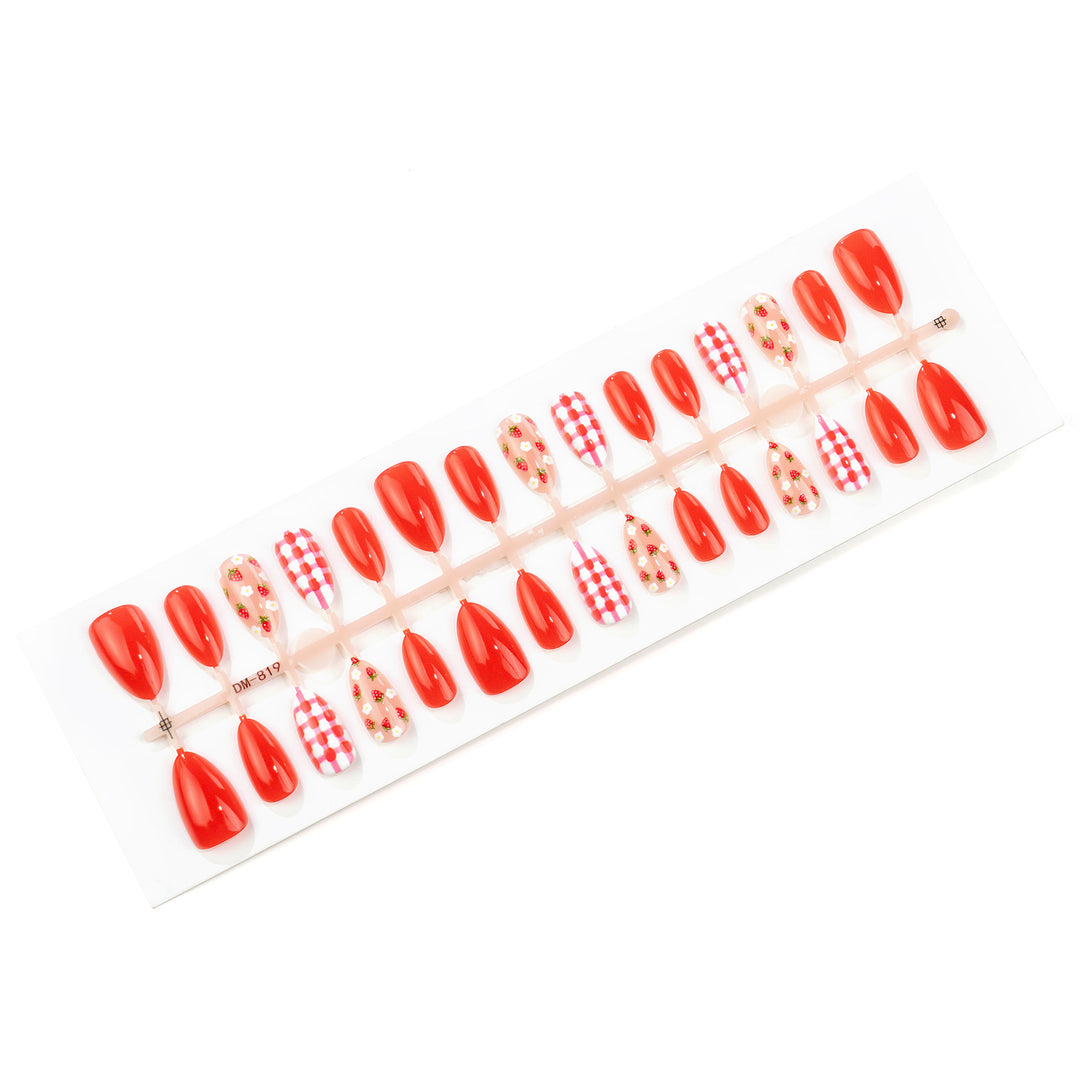 Artistic Strawberry-Themed Press-On Nail Set Kalsten