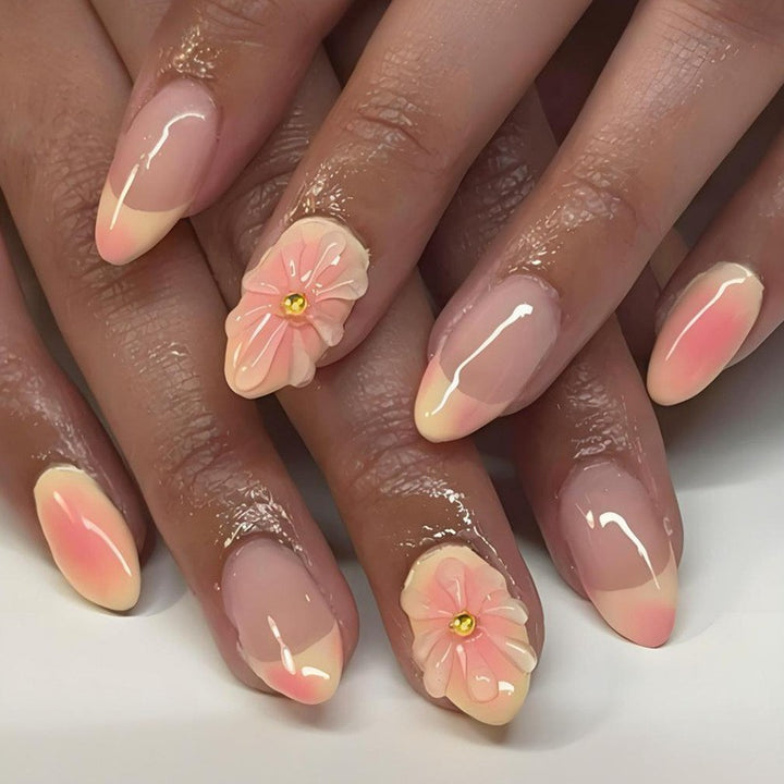 Elegant Artificial Nails with Botanical Designs Kalsten