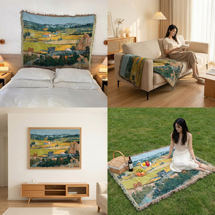 Artistic Vintage-Inspired Throw Blanket