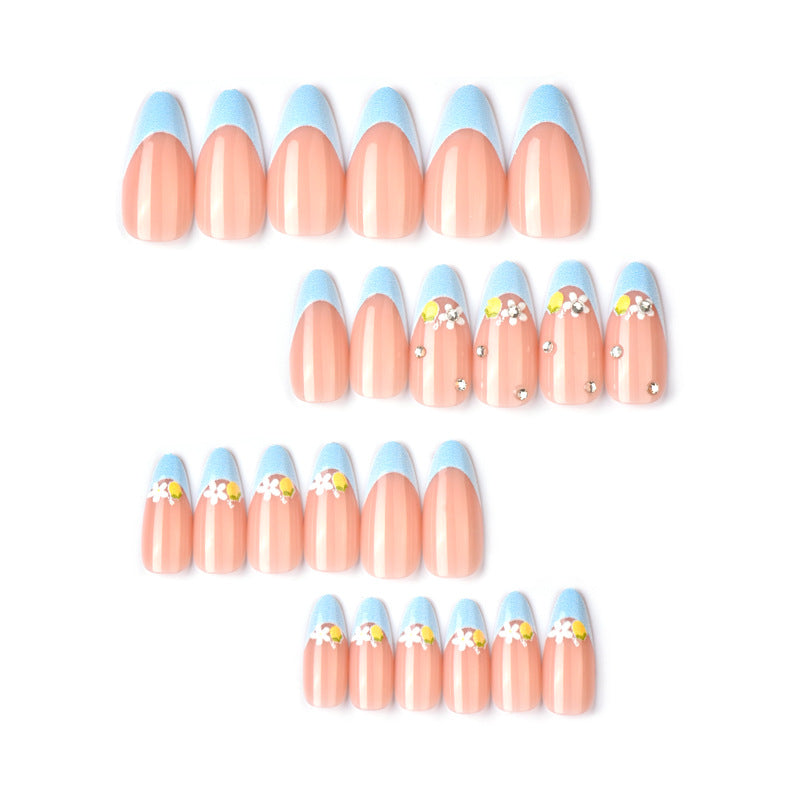 Artistic Floral and Gem-Embellished Press-On Nail Art Kalsten