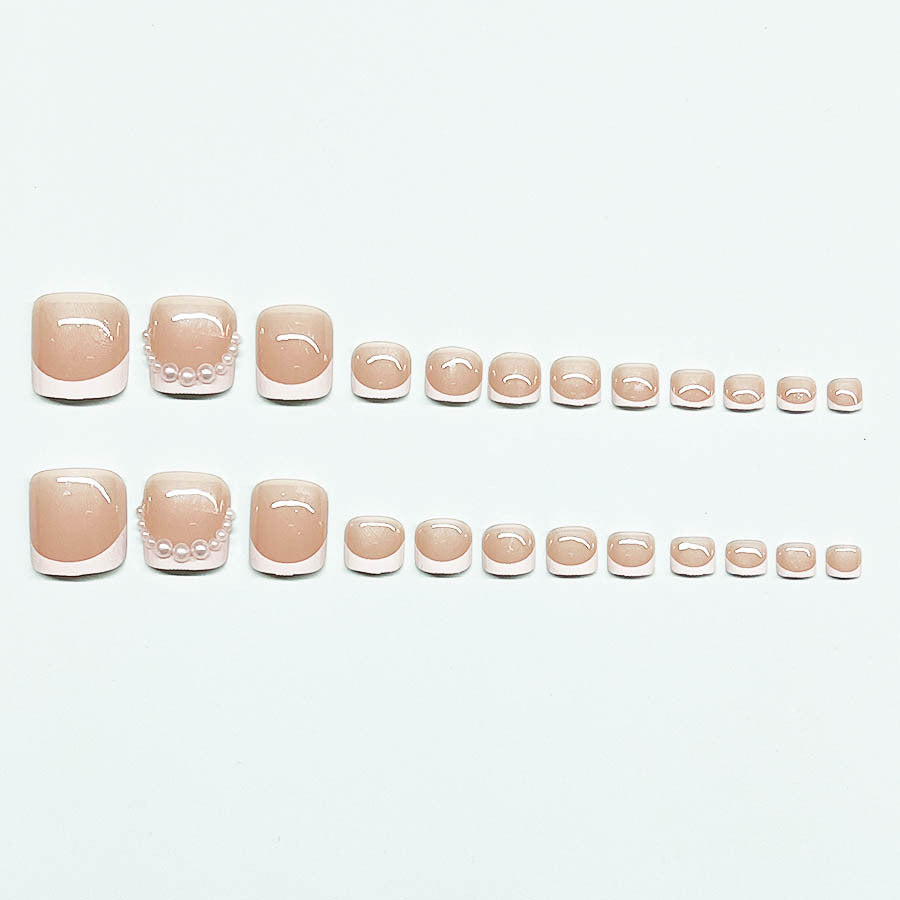 Artificial nail set for toenails with elegant tip decorations Kalsten