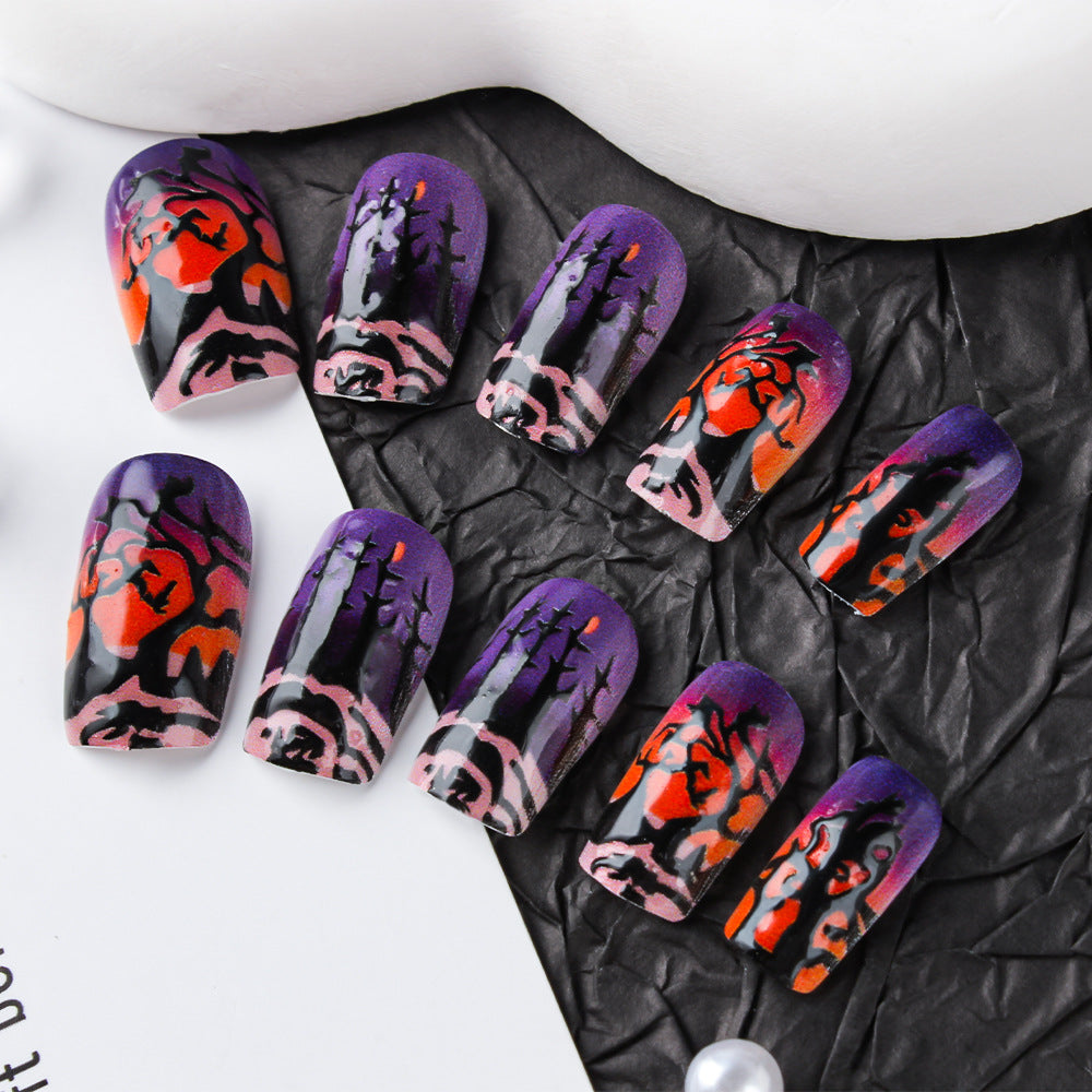 Spooky Night-Themed Gel Nail Art Kalsten
