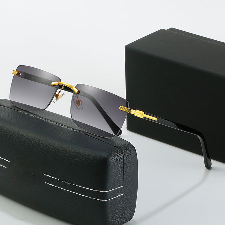 Women's fashionable sunglasses with a stylish, rectangular frame and elegant metal accents Kalsten