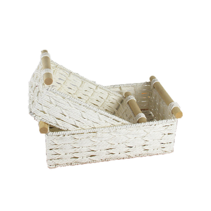 Handcrafted Woven Storage Basket with Wooden Handles Kalsten