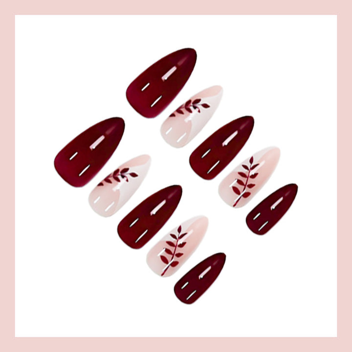 Nail art set with elegant leaf motif designs Kalsten