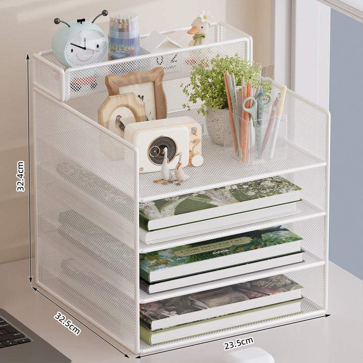Multi-Tiered Mesh Desktop Organizer with Document Holders Kalsten