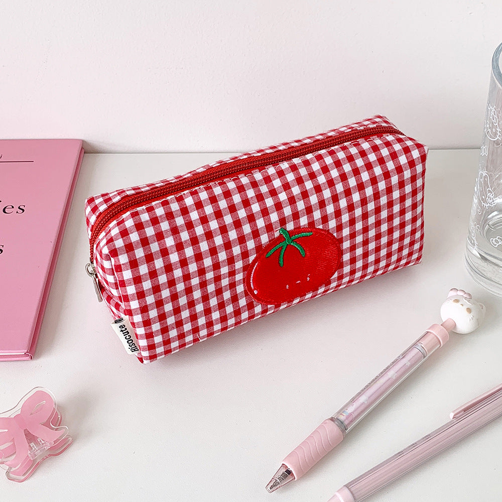 Cute Gingham Checkered Pencil Case Kalsten