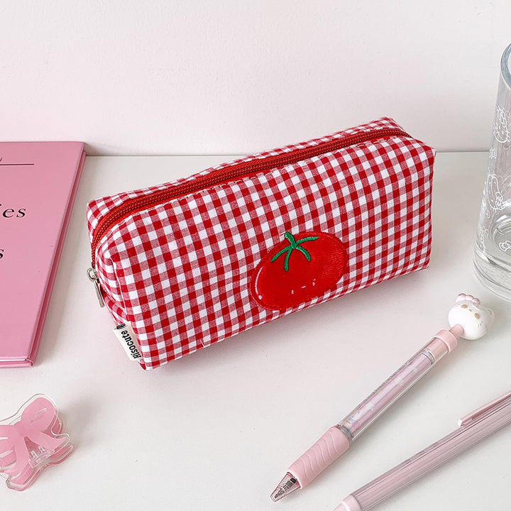 Cute Gingham Checkered Pencil Case Kalsten