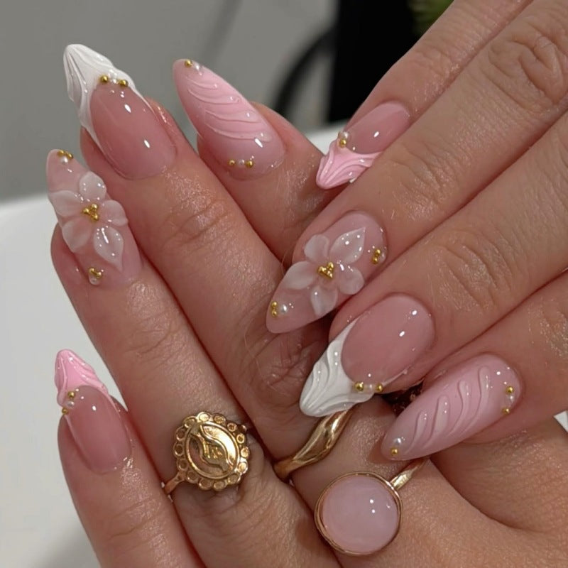 Floral Embellished Press-On Nail Set Kalsten