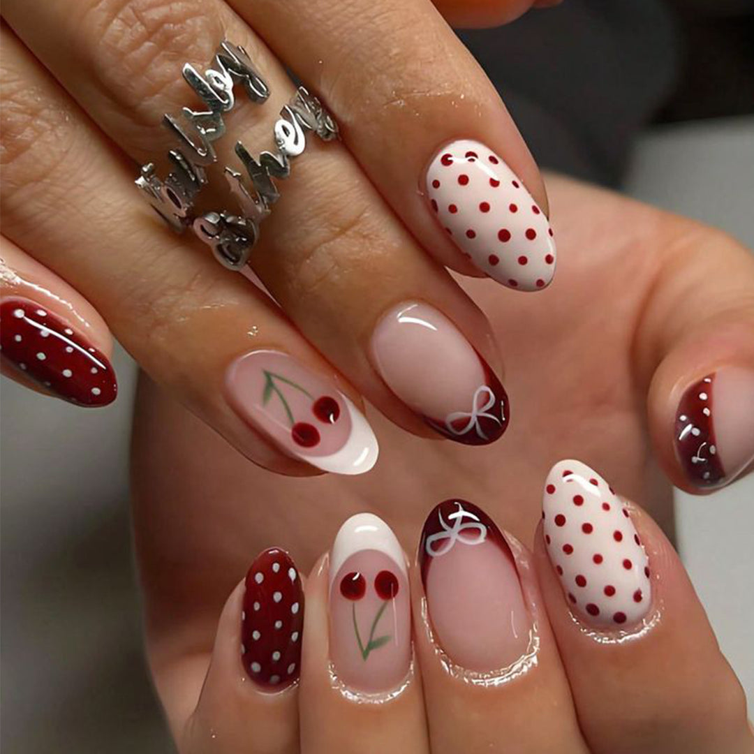 Cherry-Inspired Decorative Nail Art Extensions Kalsten