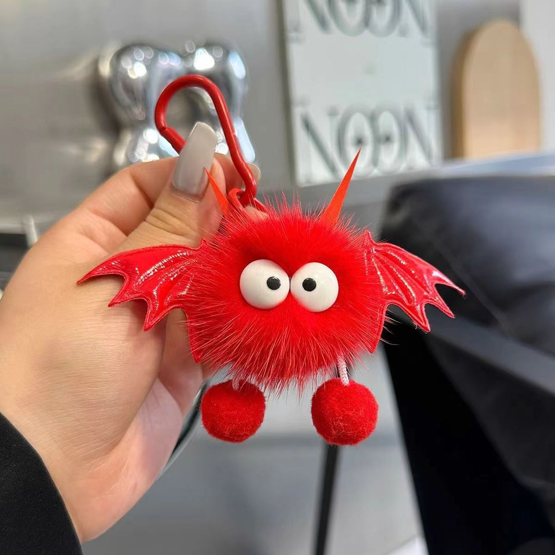 Plush keychain with bat motif