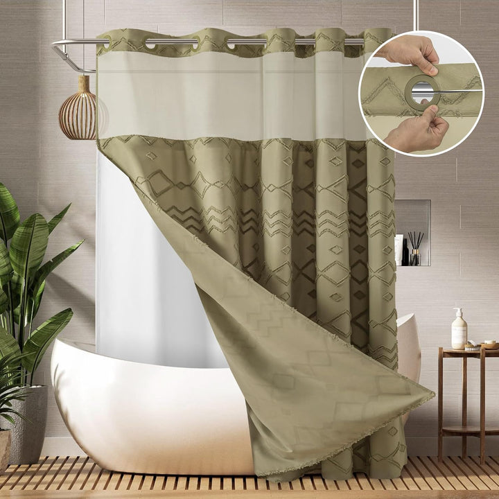 Textured Geometric Shower Curtain Kalsten