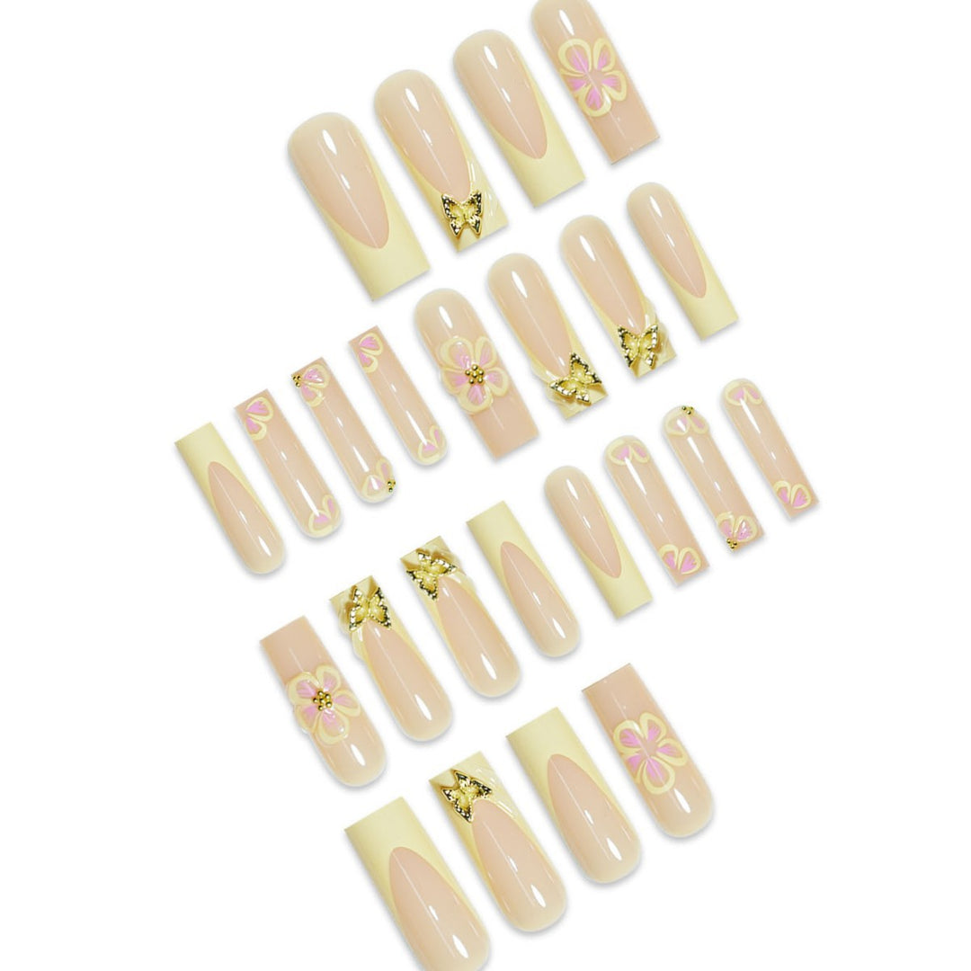 Artistic Floral Acrylic Press-On Nail Extensions Kalsten