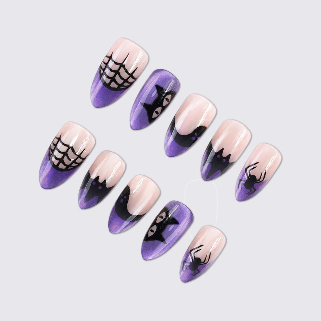 Creative Acrylic Nail Set with Halloween Motifs Kalsten