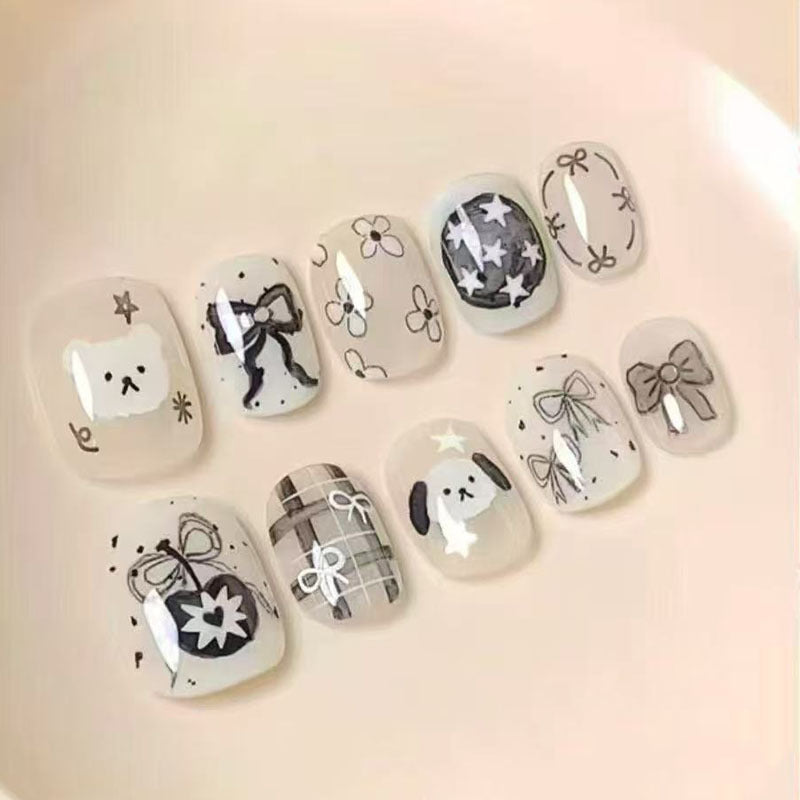 Artistic Coffee-Inspired Press-On Nail Art Set Kalsten