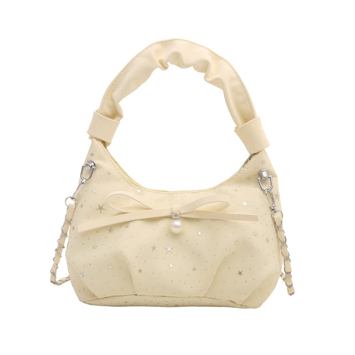 Elegant Bow Detail Star-Print Handbag
