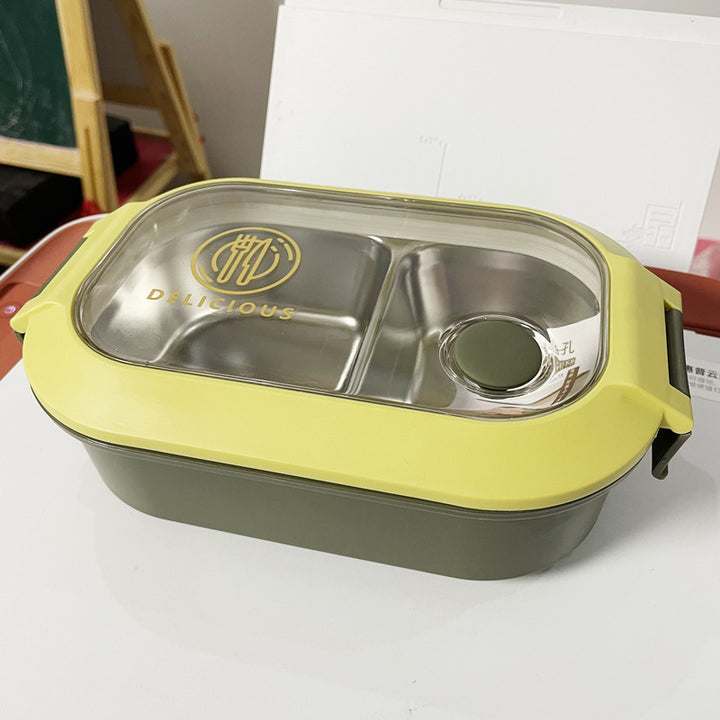 Multi-Compartment Leak-Proof Food Storage Container with Glass Lid