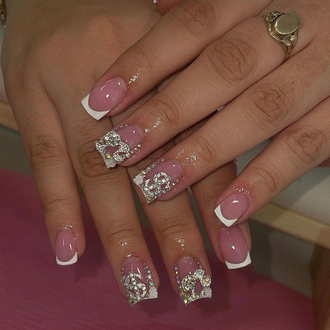 Premium artificial nails with sparkling 3D applications Kalsten
