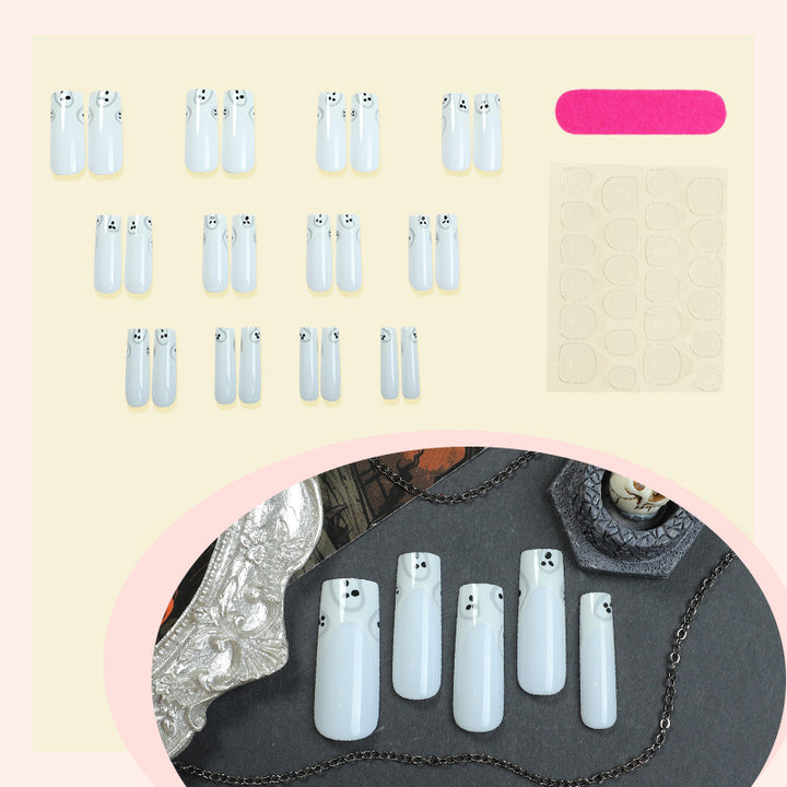 Thematic Press-On Nail Set with Ghost Designs Kalsten