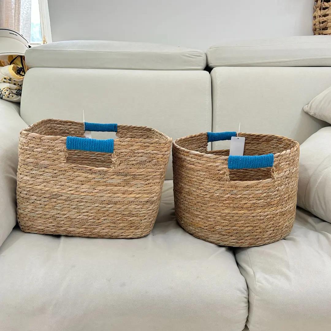 Stylish storage basket made of woven natural fibers Kalsten