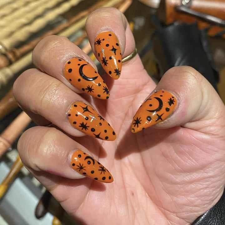 Artistic Press-On Nail Set with Cosmic Design Kalsten