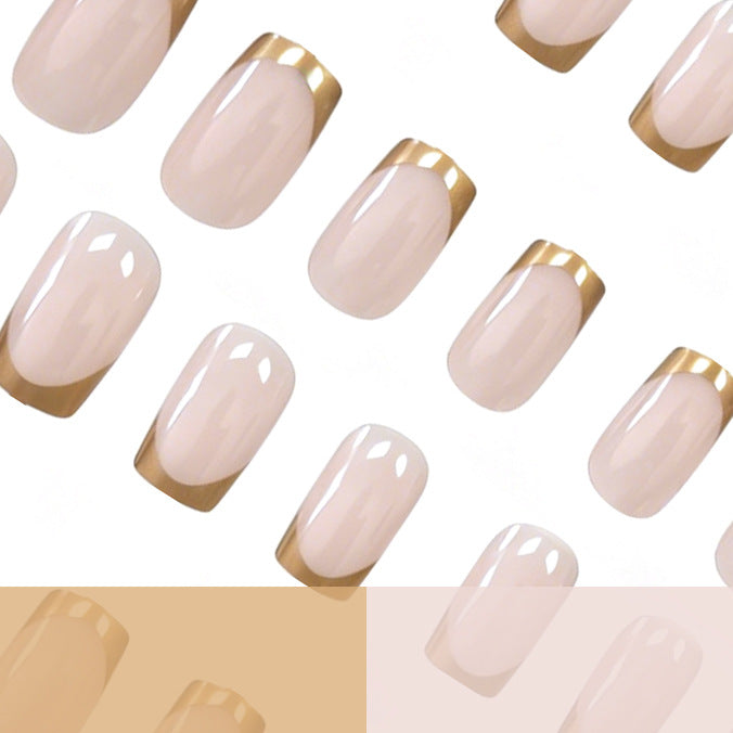 Elegant Gold-Trimmed Acrylic Nail Enhancements Kalsten