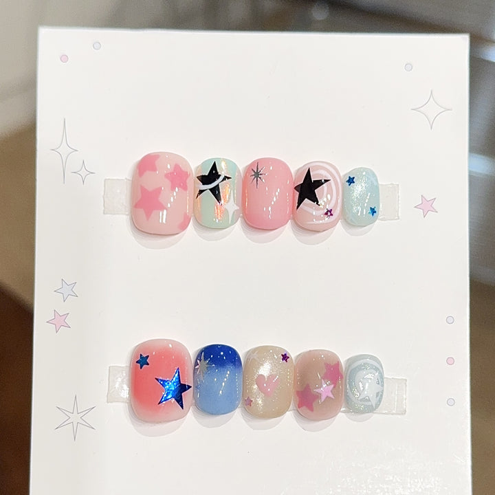 Artificial nails with glamorous star motifs Kalsten