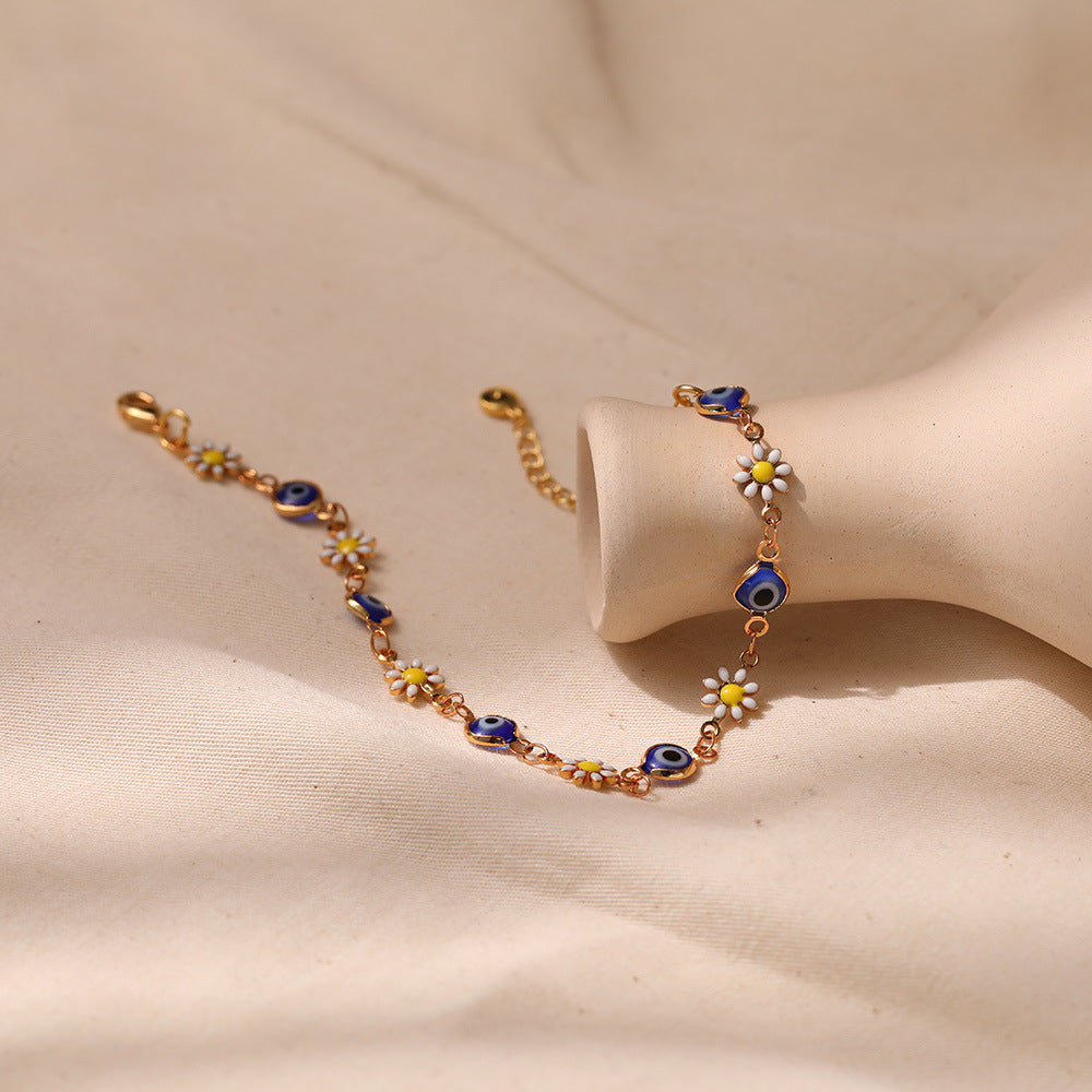 Floral Evil Eye Charm Anklet Kalsten
