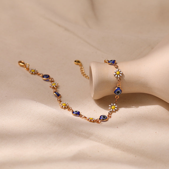 Floral Evil Eye Charm Anklet Kalsten