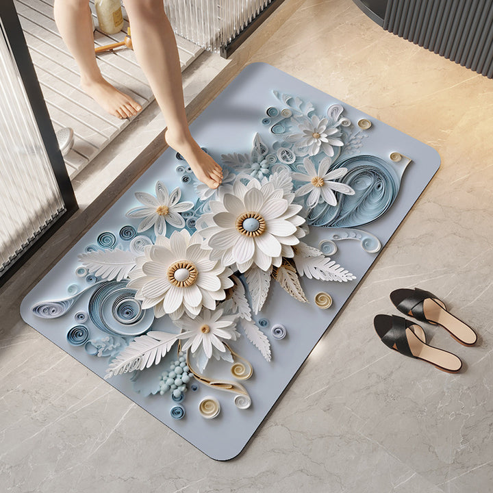 Soft Plush Floral Design Bath Mat