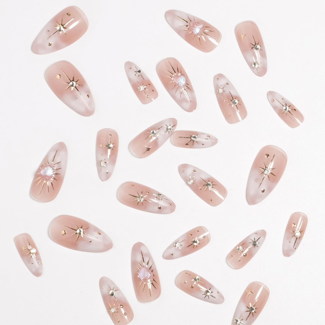 Artistic Star-Embellished Press-On Nail Set Kalsten