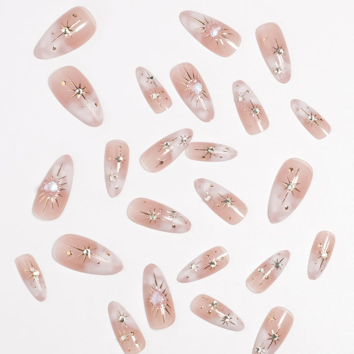 Artistic Star-Embellished Press-On Nail Set Kalsten
