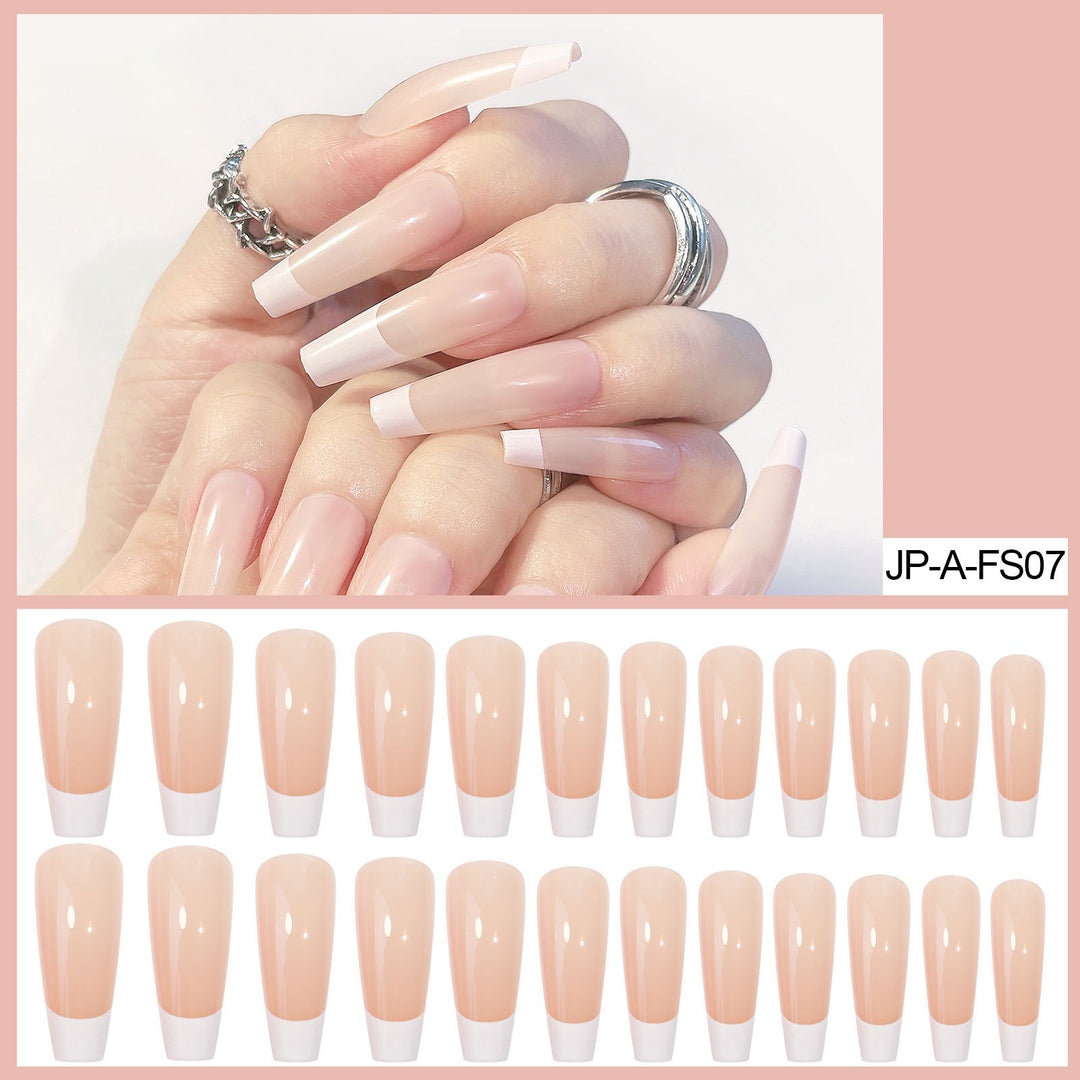 Acrylic nail set with elegant French design and high-gloss finish Kalsten