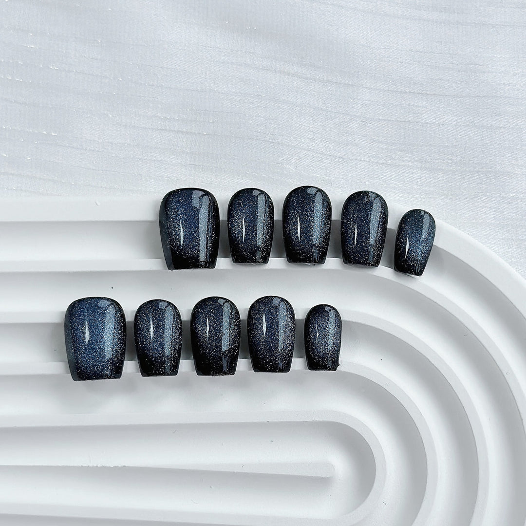 Artistic Press-On Nail Art Set with Heart and Celestial Designs