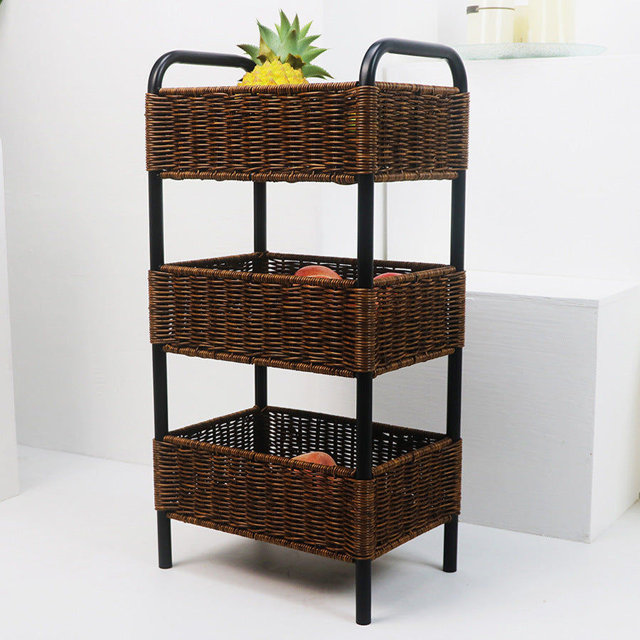 Multi-Tier Woven Storage Organizer with Metal Frame Kalsten
