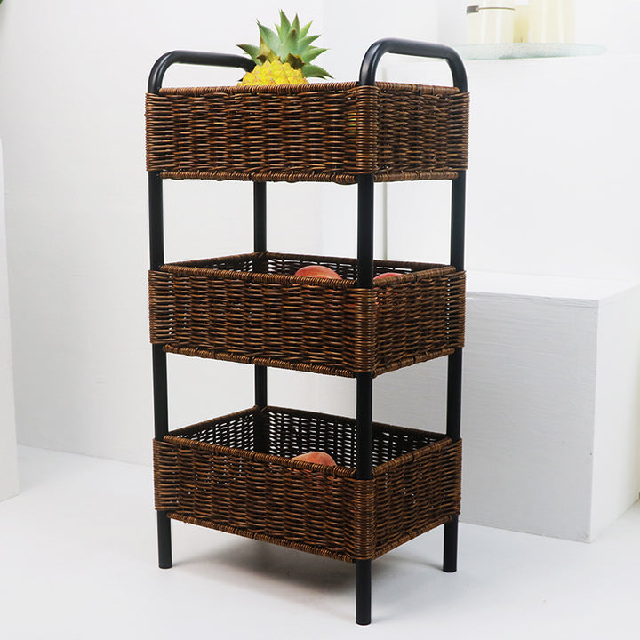 Multi-Tier Woven Storage Organizer with Metal Frame Kalsten