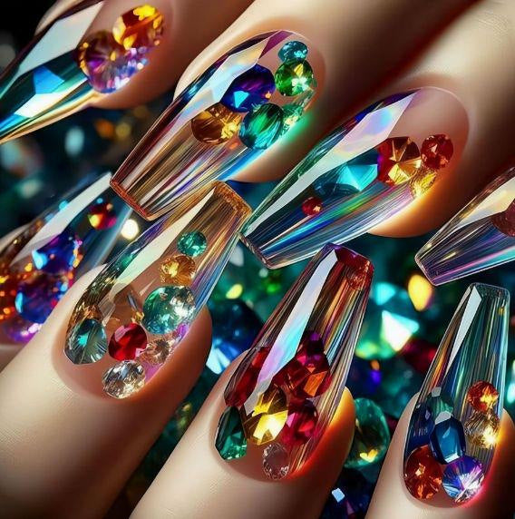 Decorative Crystal Acrylic Nail Enhancements Kalsten
