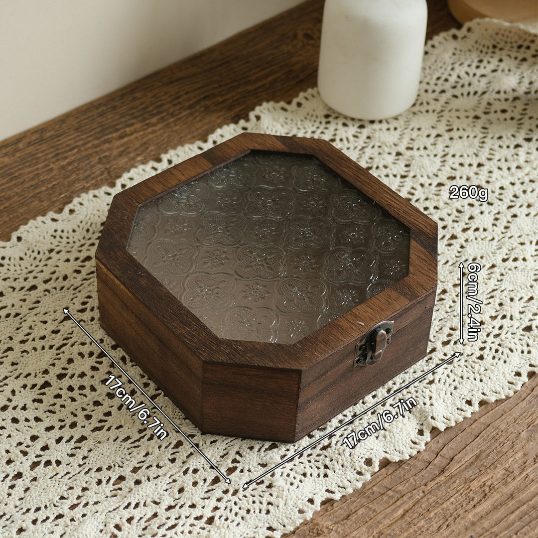 Vintage Octagonal Wooden Jewelry Box
