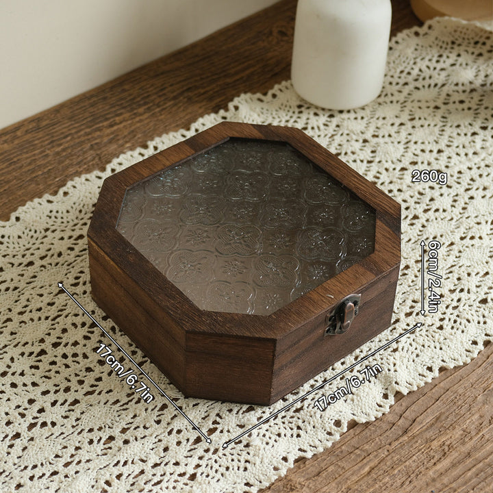 Vintage Octagonal Wooden Jewelry Box