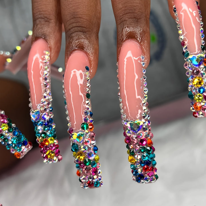 3D Decorative Press-On Nail Extensions with Sparkling Gem Accents Kalsten
