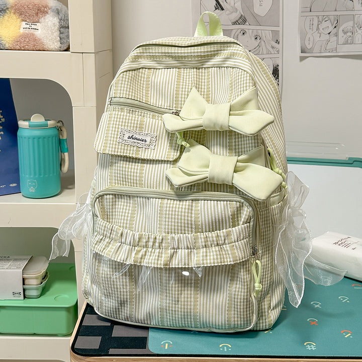 Decorative Bow-Embellished School Backpack Kalsten