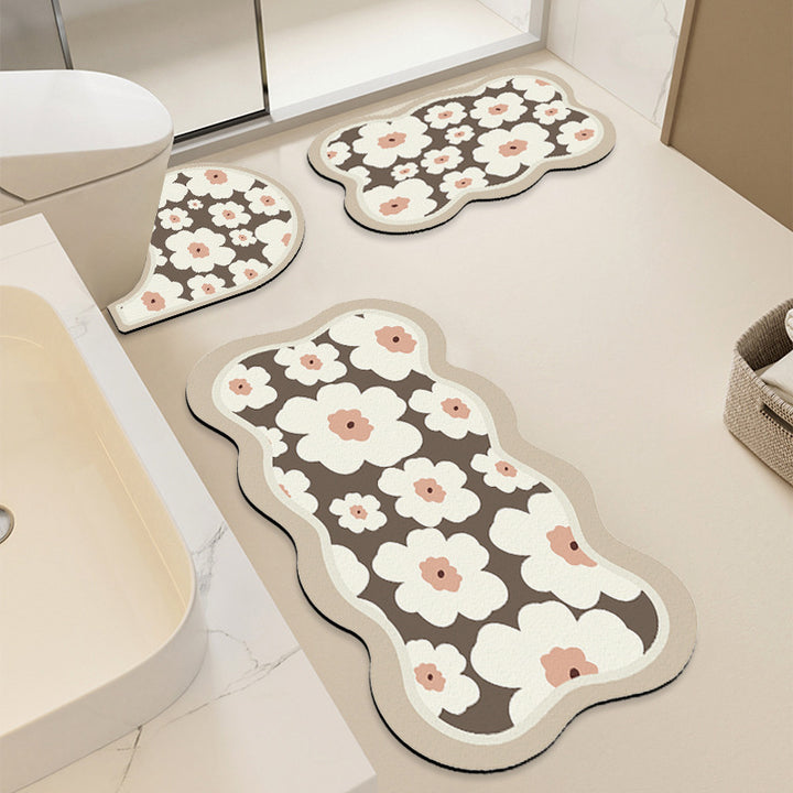 Floral Patterned Bath Mat Set